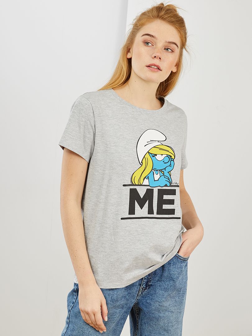 T-shirt van ‘Smurfin’ grijs gemêleerd - Kiabi