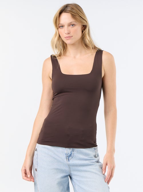 T-shirt van stretchtricot met vierkante hals - Kiabi T-shirt van stretchtricot met vierkante hals - Kiabi