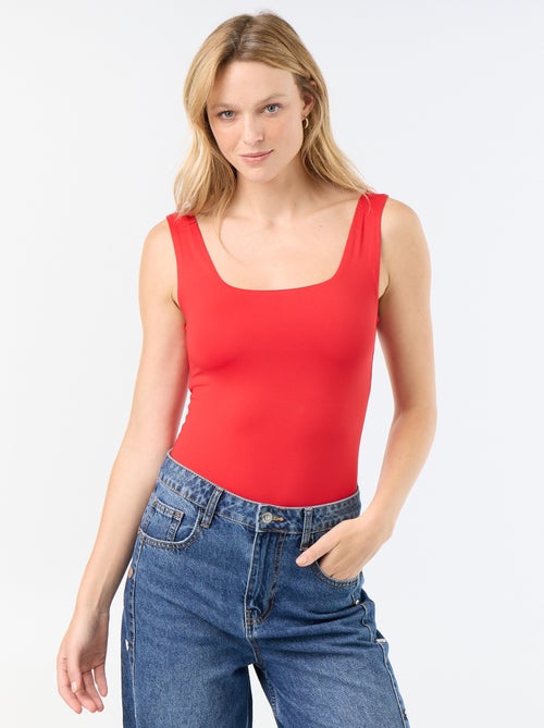 T-shirt van stretchtricot met vierkante hals - Kiabi T-shirt van stretchtricot met vierkante hals - Kiabi