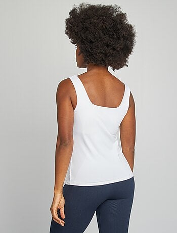 T-shirt van stretchtricot met vierkante hals