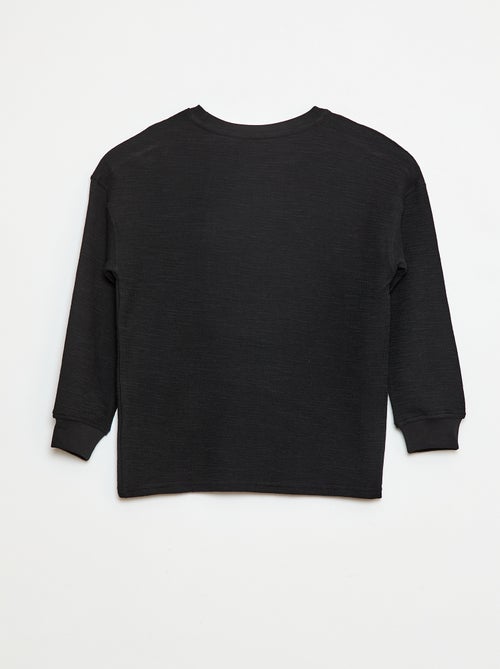 T-shirt van tricot met borduursel - Kiabi