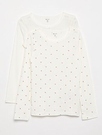 T-shirt van tricot met fijn ajourmotiefje