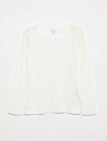 T-shirt van tricot met fijn ajourmotiefje