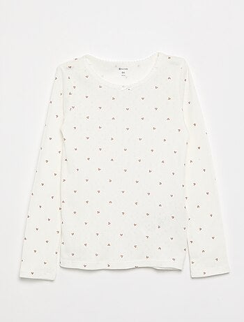 T-shirt van tricot met fijn ajourmotiefje