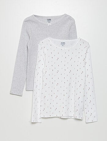 T-shirt van tricot met fijn ajourmotiefje