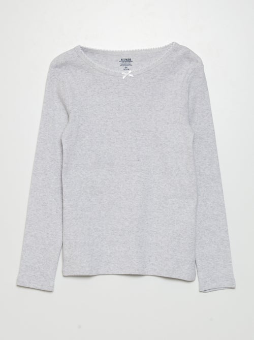 T-shirt van tricot met fijn ajourmotiefje - Kiabi