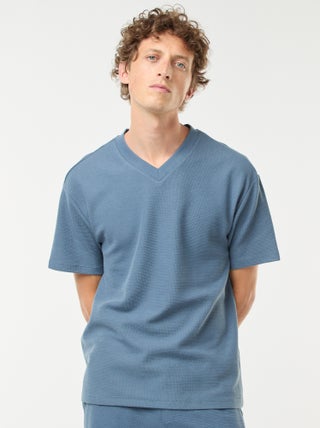 T-shirt van tricot met V-hals