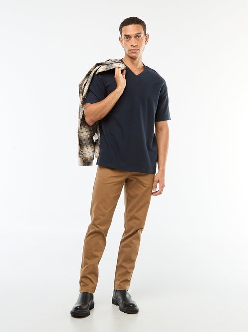 T-shirt van tricot met V-hals - Kiabi