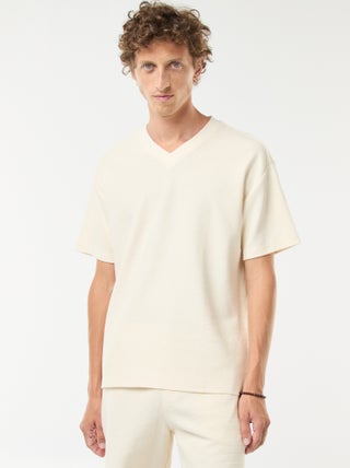 T-shirt van tricot met V-hals