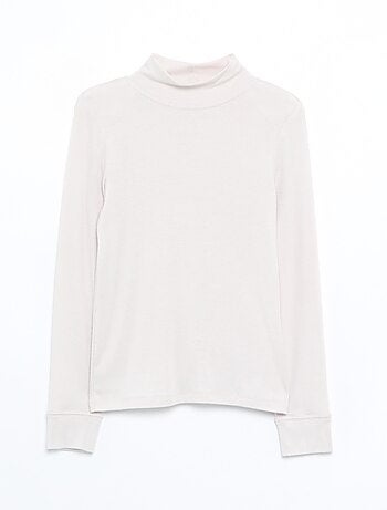 T-shirt van wolmix met colkraag