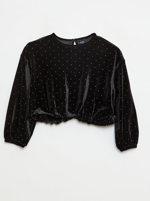 T-shirt van zacht tricot met stras - Kiabi