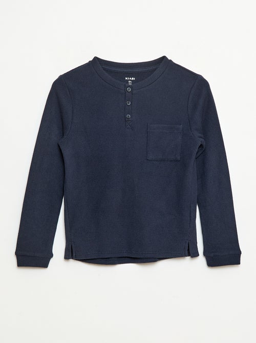 T-shirt van zachte tricot met borstzakje - Kiabi