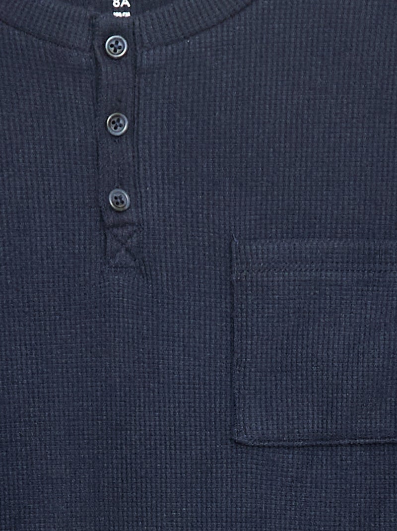 T-shirt van zachte tricot met borstzakje Blauw - Kiabi