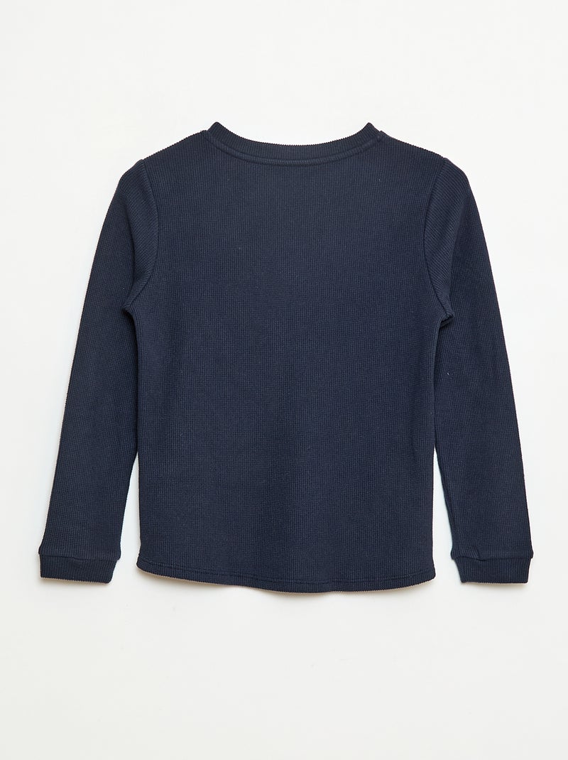 T-shirt van zachte tricot met borstzakje Blauw - Kiabi