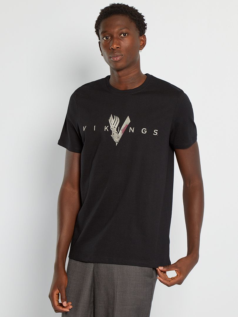 T-shirt 'Vikings' noir - Kiabi
