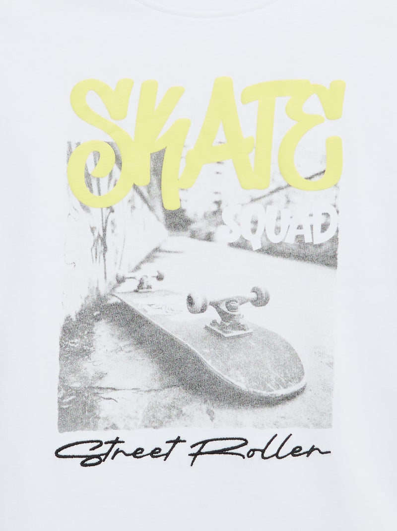 T-shirt vintage imprimé skate à manches courtes Blanc - Kiabi