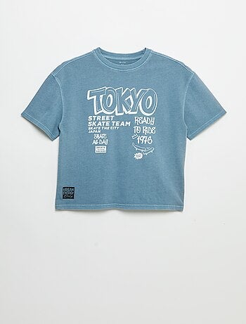 T-shirt vintage imprimé skate à manches courtes