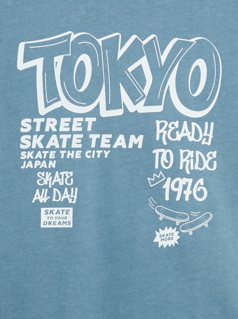 T-shirt vintage imprimé skate à manches courtes Bleu - Kiabi