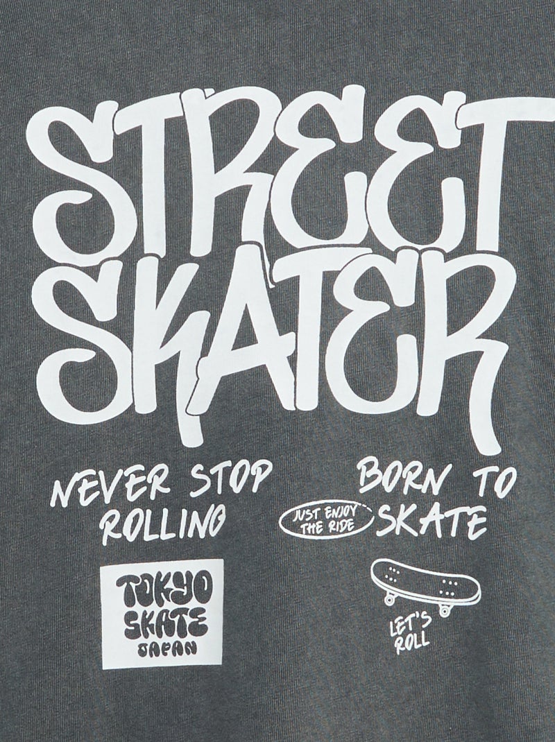 T-shirt vintage imprimé skate à manches courtes Gris - Kiabi