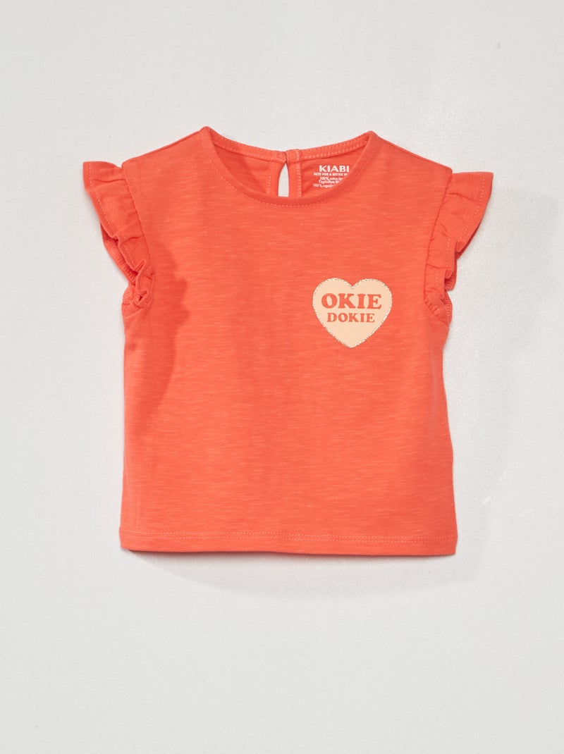 T-shirt volanté Orange - Kiabi