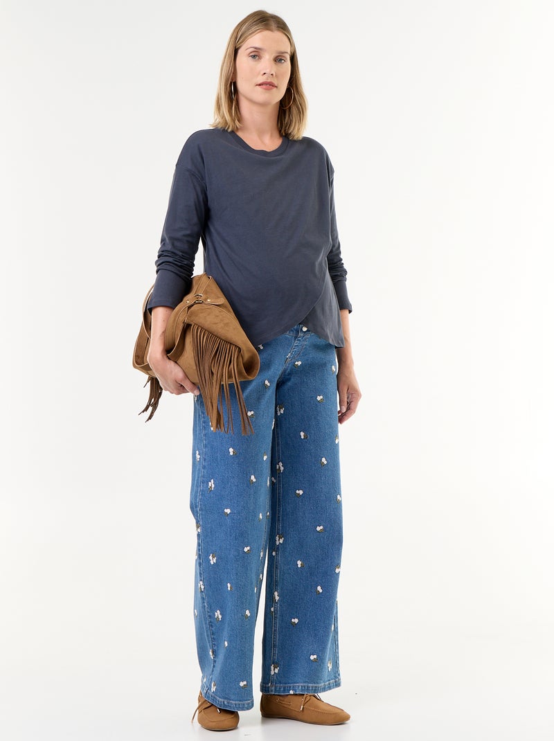T-shirt voor borstvoeding met overslag Blauw - Kiabi