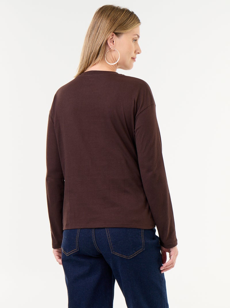 T-shirt voor borstvoeding met overslag Bruin - Kiabi