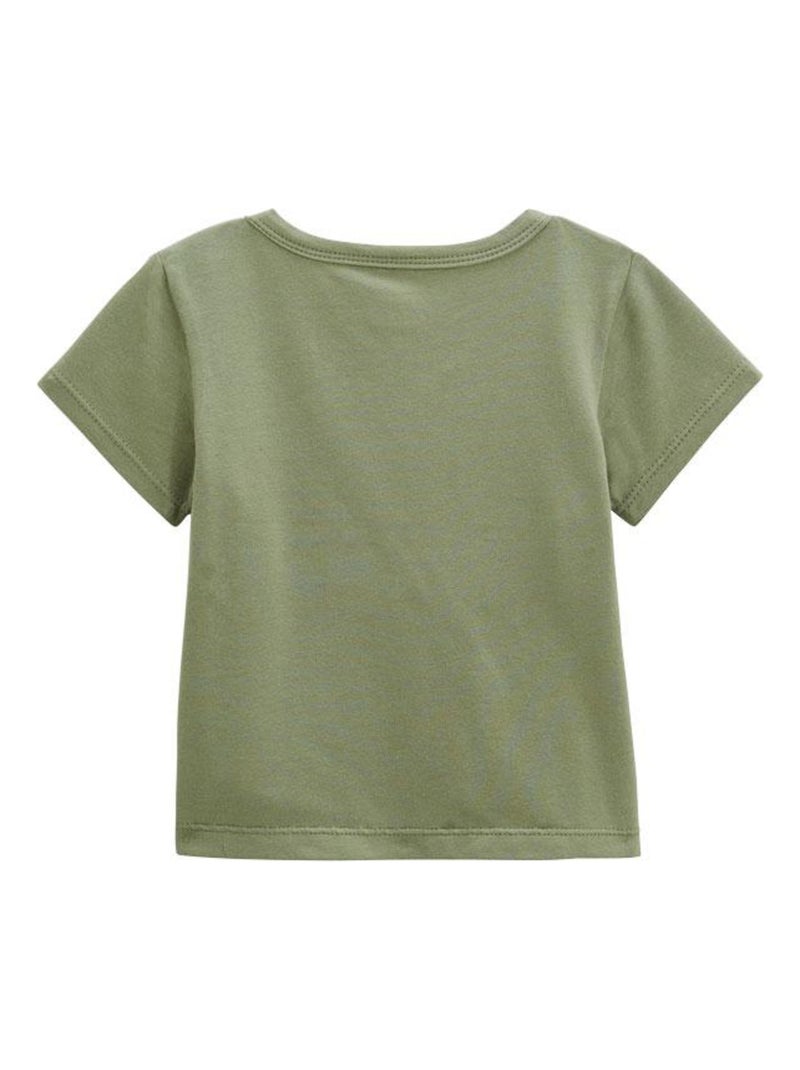 T-shirt voor kinderen met pioenroosmotief Kaki - Kiabi