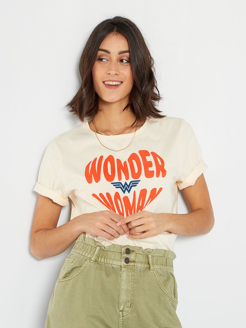 T-shirt 'Wonder Woman' 'DC Comics' ecru - Kiabi