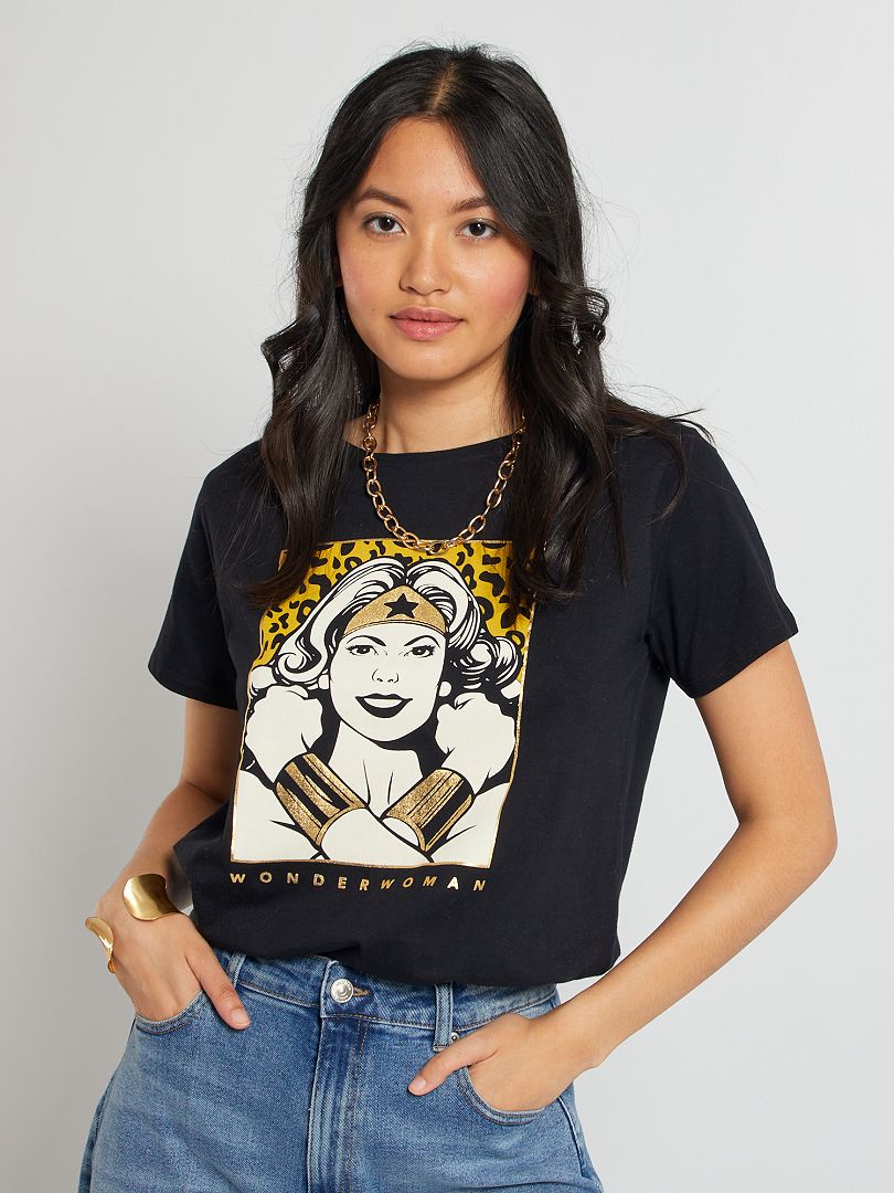 T-shirt 'Wonder Woman' noir - Kiabi