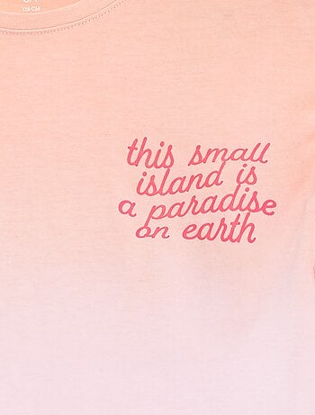 T-shirtjurk met ruchemouwen en tie-dyeprint