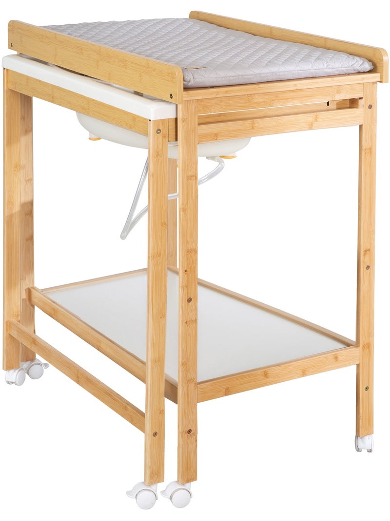 Table à langer extensible avec baignoire + Matelas à langer 'roba Style' - Bicolore Bois naturel - Kiabi