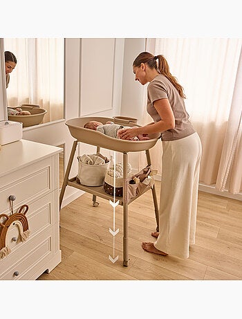 Table à langer LIONELO Rosie - Réglable en hauteur - Roulettes - Organisateur