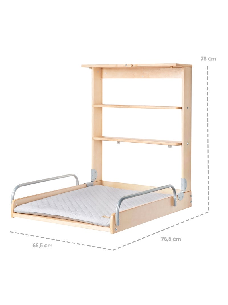 Table à langer murale rabattable + matelas déperlant 'Roba style' Bois naturel - Kiabi