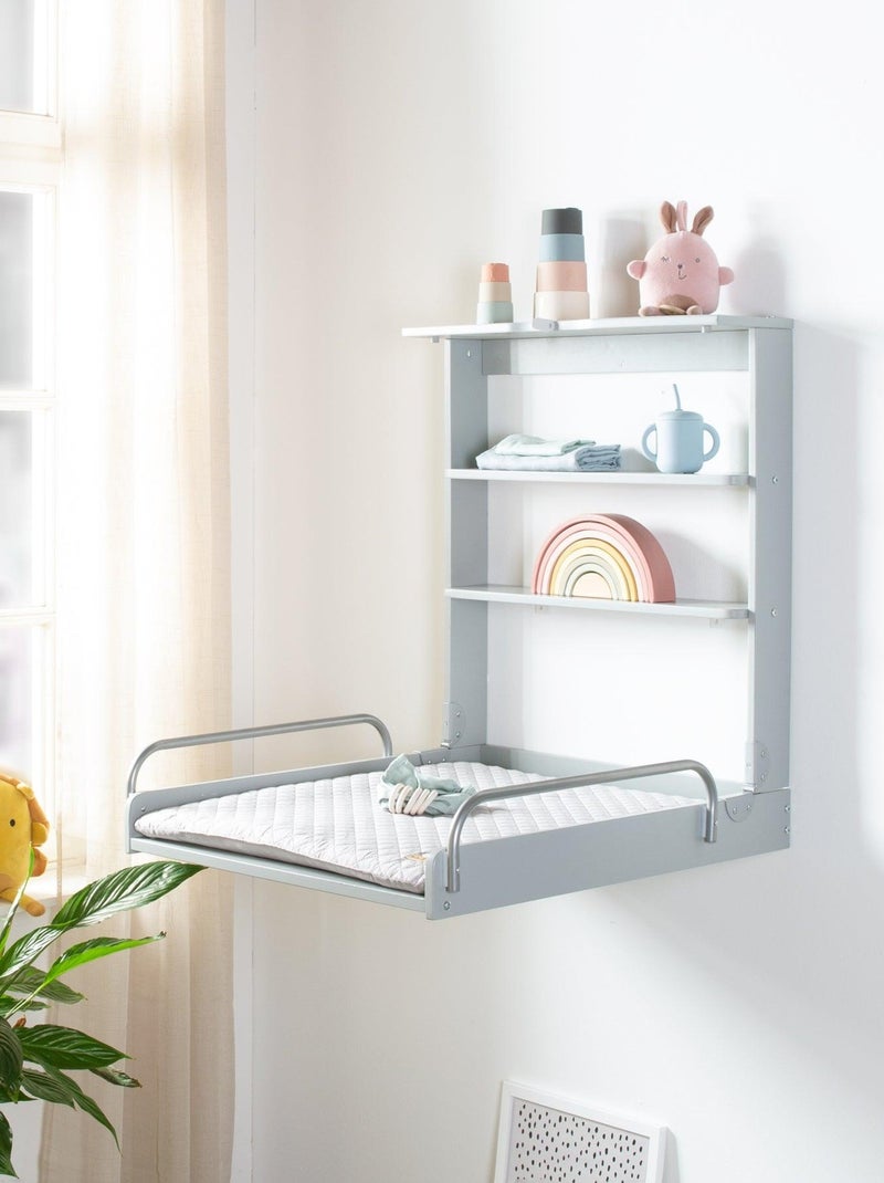 Table à langer murale rabattable + matelas déperlant 'Roba style' Gris taupe - Kiabi