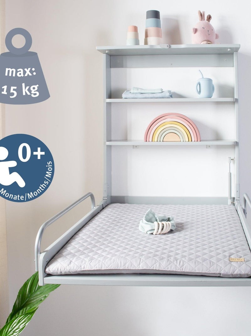 Table à langer murale rabattable + matelas déperlant 'Roba style' Gris taupe - Kiabi
