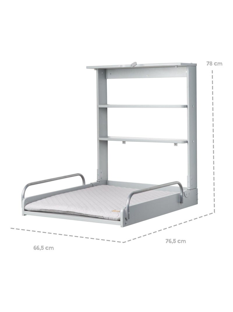 Table à langer murale rabattable + matelas déperlant 'Roba style' Gris taupe - Kiabi