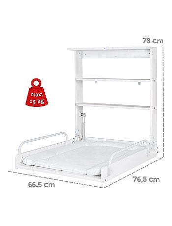 Table à langer murale rabattable + matelas imperméable 'Roba'