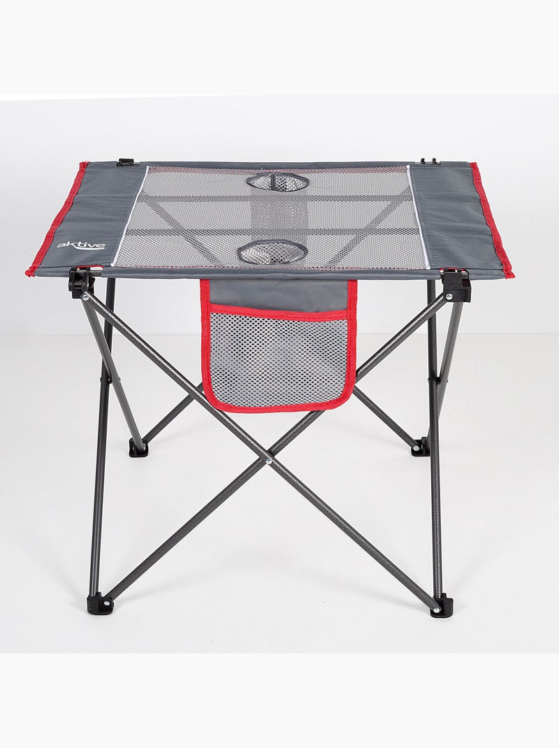 Table de camping pliante avec porte-gobelets et poche aktive Gris - Kiabi