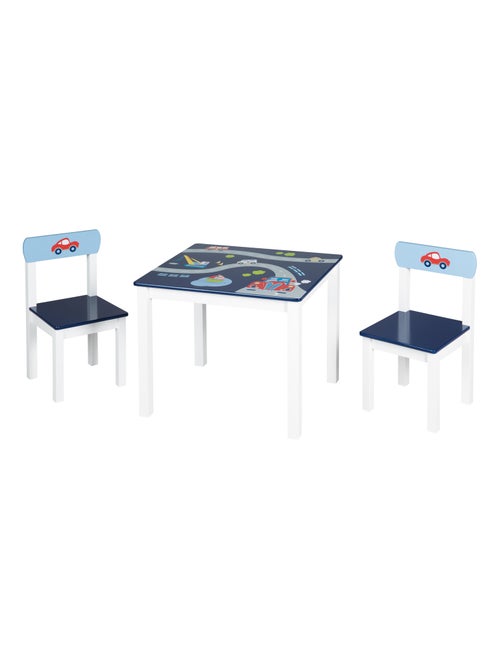 Table enfant + 2 chaises en bois motif voitures 'Rennfahrer' ROBA - Kiabi Table enfant + 2 chaises en bois motif voitures 'Rennfahrer' ROBA - Kiabi