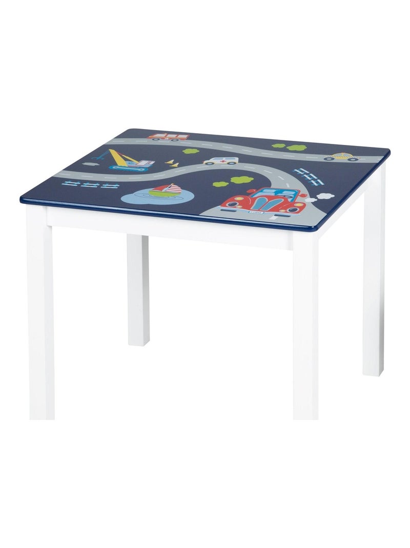 Table enfant + 2 chaises en bois motif voitures 'Rennfahrer' ROBA Bleu Bleu marine Blanc - Kiabi