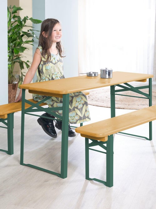 Table enfant et 2 bancs pliants en bois massif fsc 'outdoor' roba - Kiabi Table enfant et 2 bancs pliants en bois massif fsc 'outdoor' roba - Kiabi