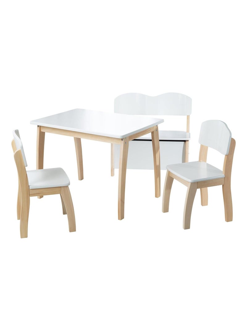 Table enfant rectangulaire en bois massif ROBA Blanc Marron - Kiabi