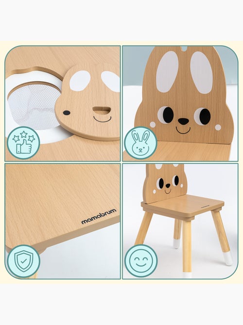 Table enfants bois avec rangement et 2 chaises motif lapin meuble chambre – mamabrum - Kiabi