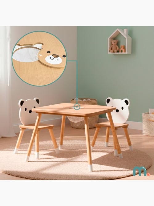 Table et 2 chaises enfant bois avec rangement 67x67 mamabrum - Kiabi Table et 2 chaises enfant bois avec rangement 67x67 mamabrum - Kiabi