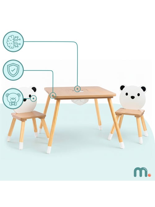 Table et 2 chaises enfant bois avec rangement 67x67 mamabrum - Kiabi Table et 2 chaises enfant bois avec rangement 67x67 mamabrum - Kiabi