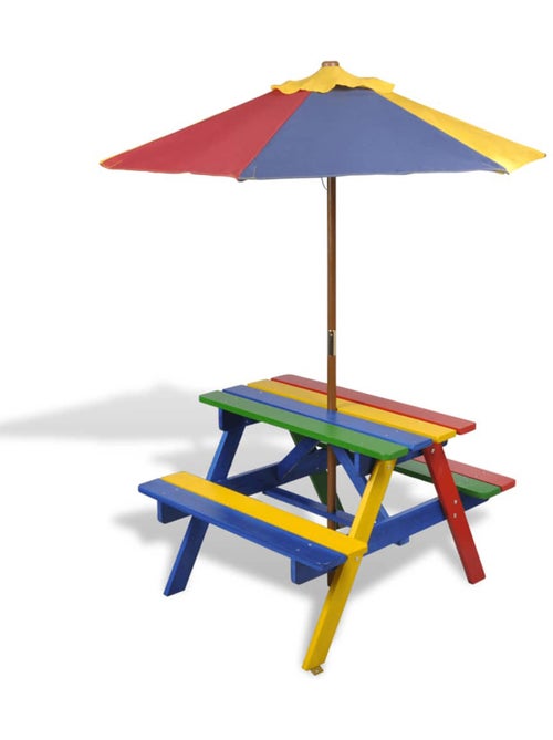 Table et bancs avec parasol pour enfants - Kiabi Table et bancs avec parasol pour enfants - Kiabi