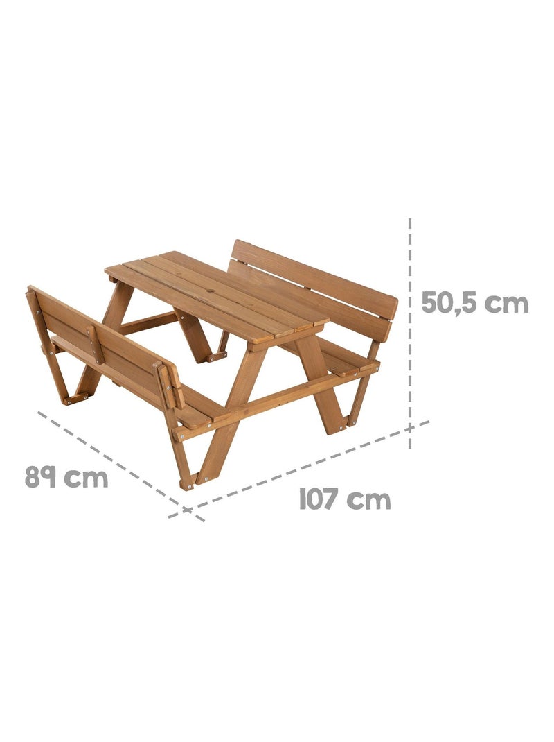 Table pique-nique enfants avec bancs à dossier 'Roba picnic for 4' Marron - Kiabi