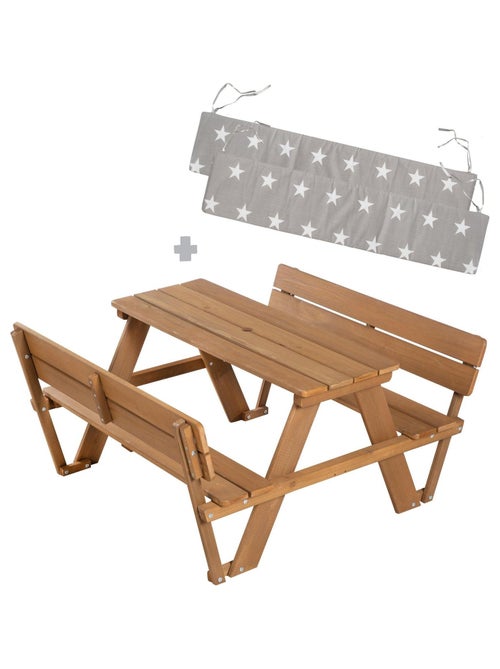 Table pique-nique enfants en bois massif + 2 coussins 'Roba picnic for 4' - Kiabi