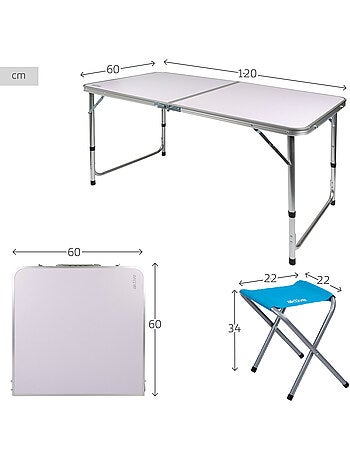Table pliante réglable en hauteur avec 4 tabourets aktive