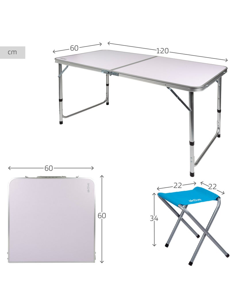 Table pliante réglable en hauteur avec 4 tabourets aktive Bois naturel - Kiabi
